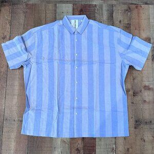 Collusion oxford blue striped button down shirt men's Large
